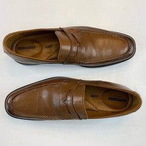 CLARKS TILDEN WAY PENNY LOAFER Size 11 Brown Camel Leather Slip on